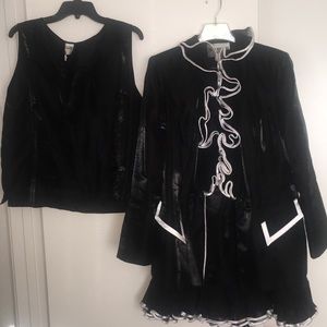 Black trimmed in white ruffled 3piece suit